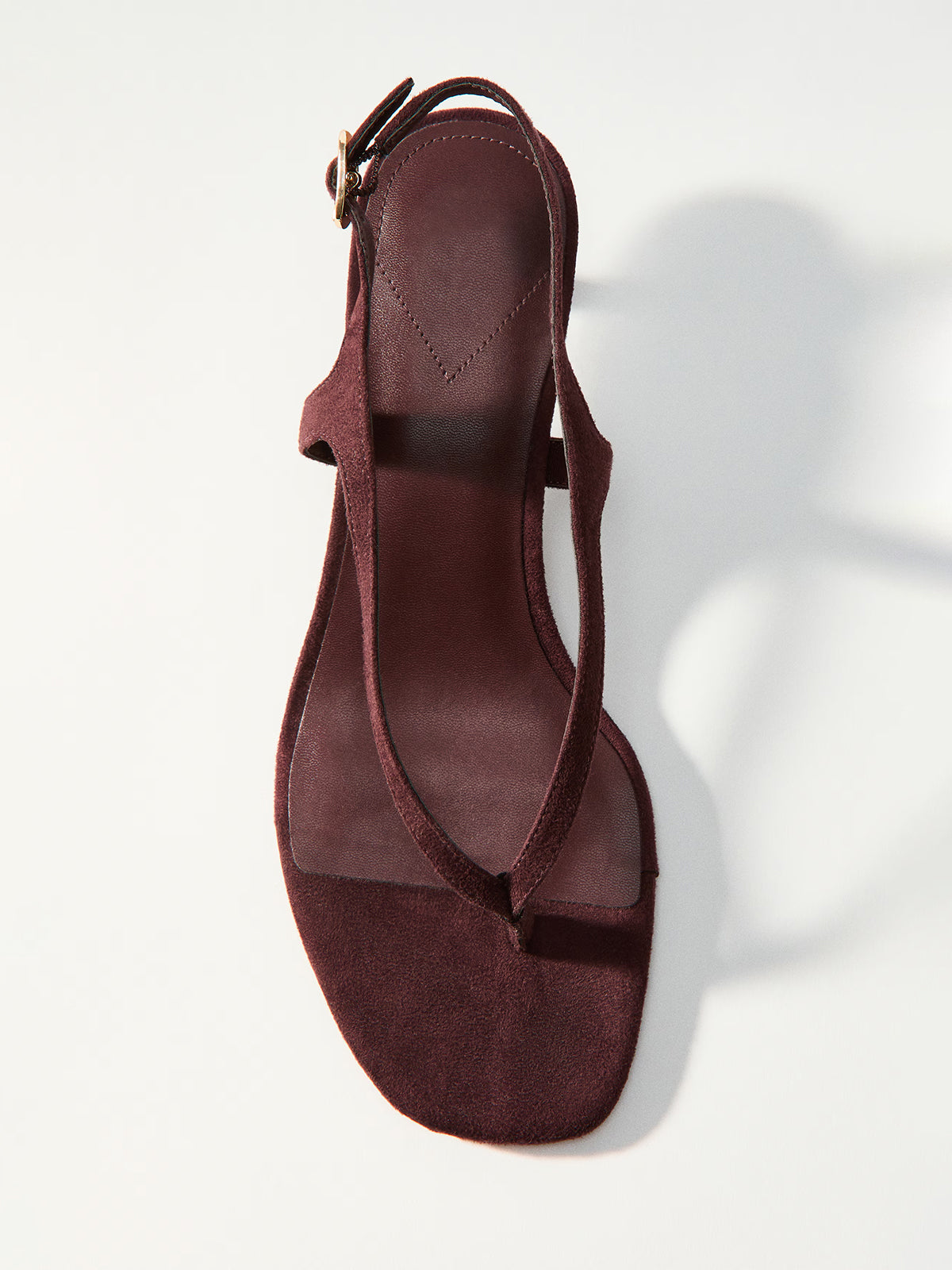Burgundy Faux Suede Square-Toe Flip-Flop Slingback Kitten Heels