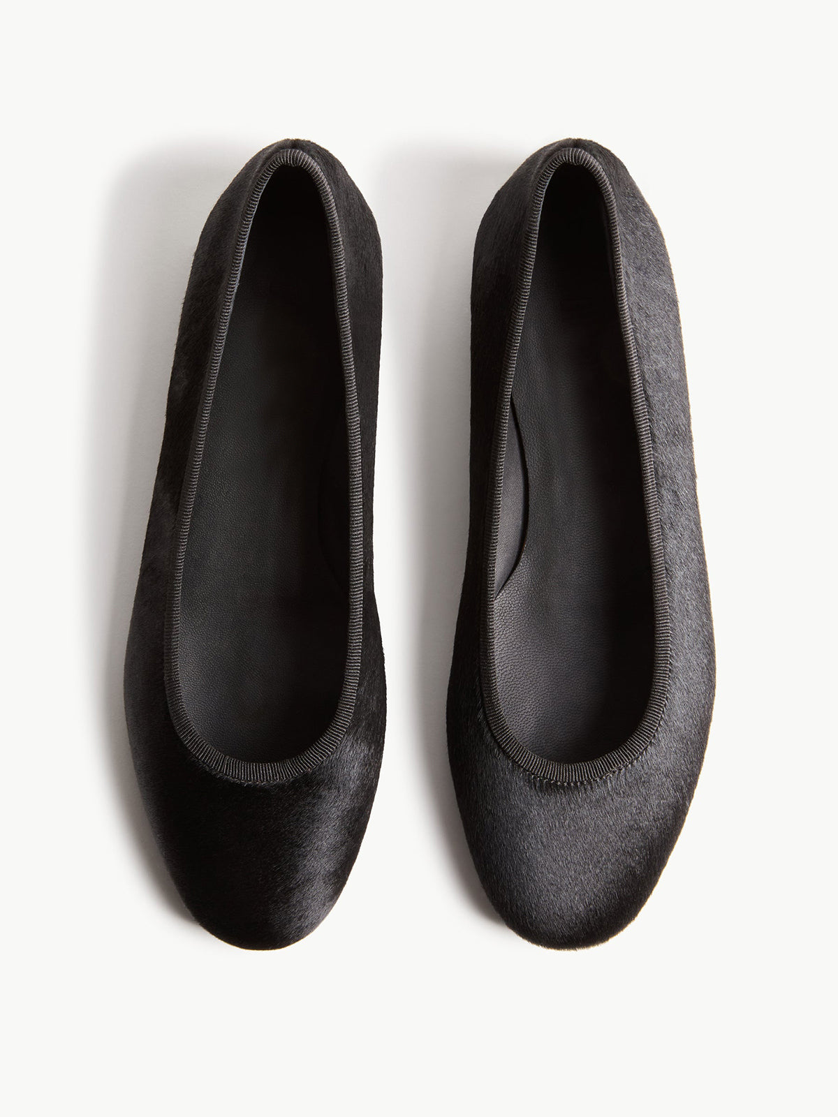 Slip-On Round-Toe Chic Simple Ballet Flats - Black Pony Hair Vegan Leather
