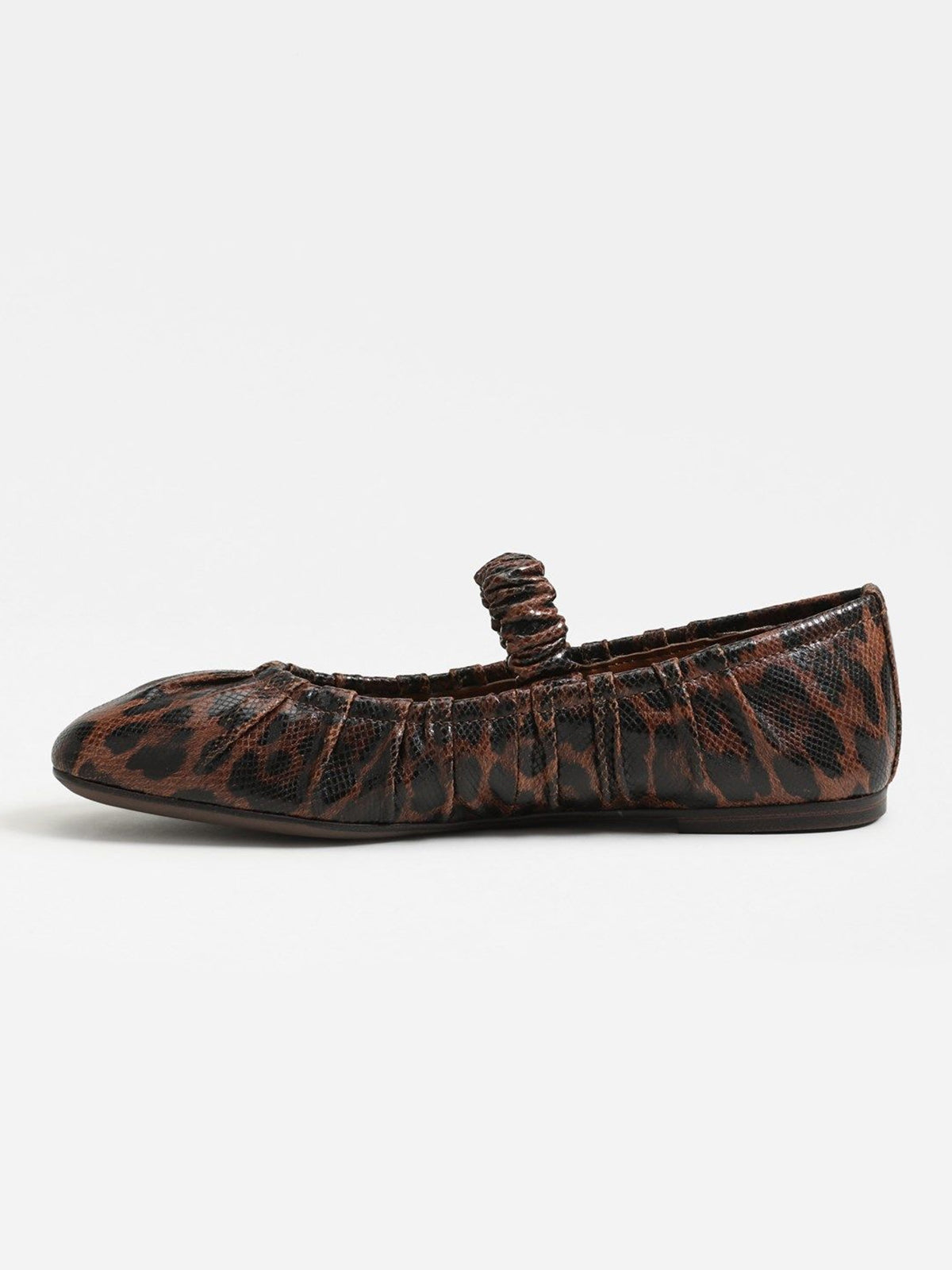 Leopard Pattern Square-Toe Elastic Mary Jane Classic Ballet Flats