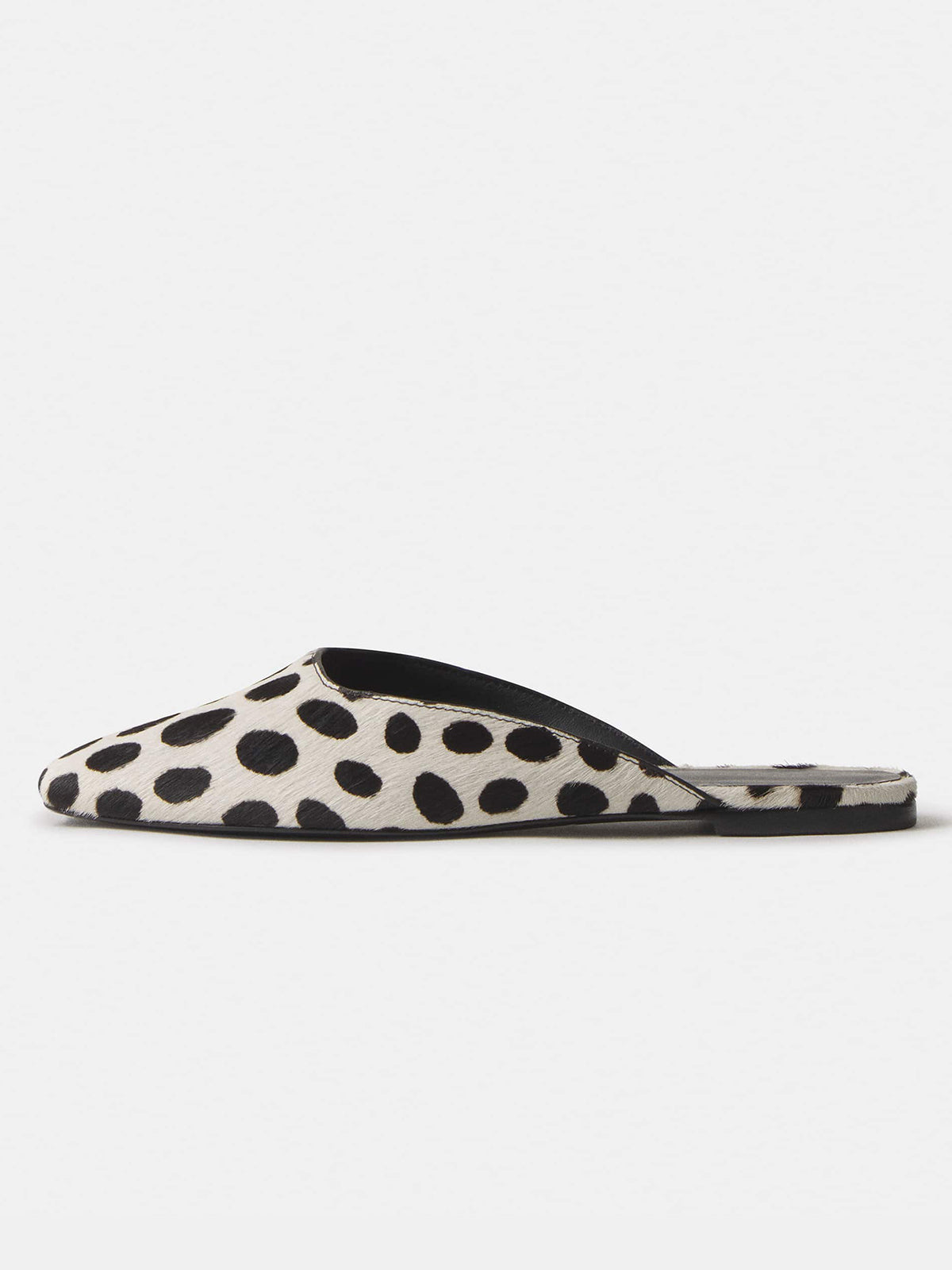 Cow Pattern Pony Hair Vegan Leather Square-Toe Backless Slip-On Flat Mules