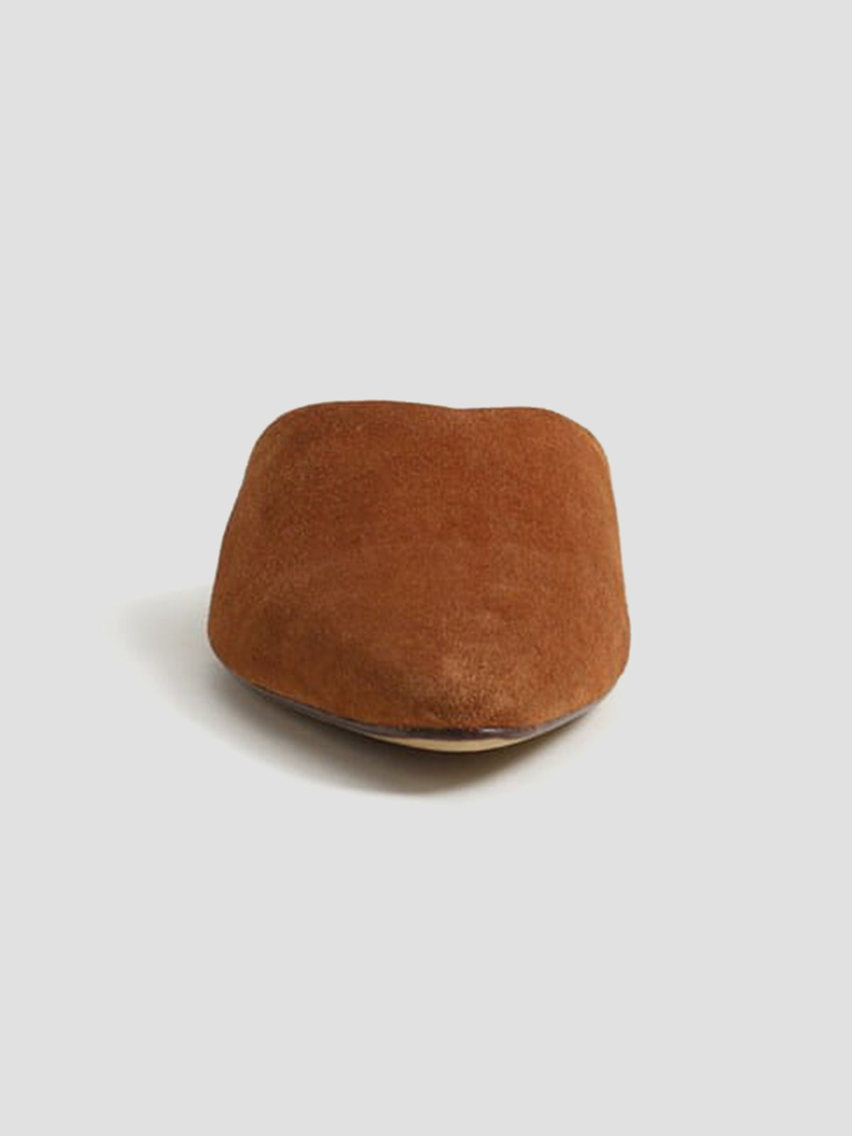 Brown Faux Suede Almond-Toe Backless Simple Slip-On Flats