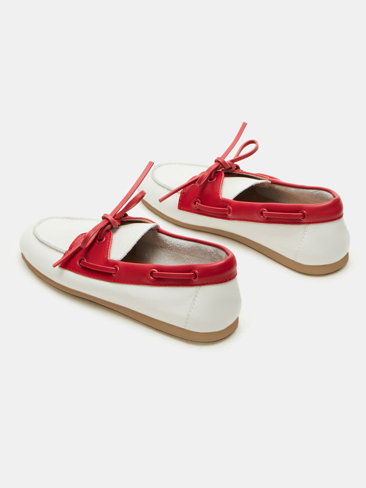 Bone Round-Toe Classic Lace-Up Slip-On Flats