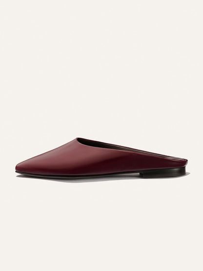 Backless Square-Toe Slip-On Chic Flats - Wine Red