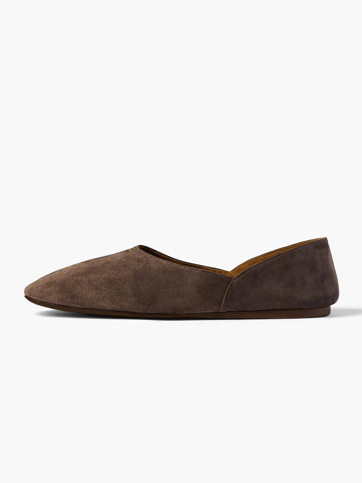 Slip-On Round-Toe Simple Ballet Flats - Brown Faux Suede