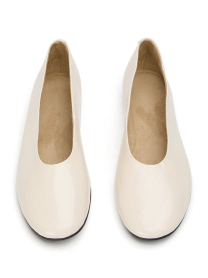 Ivory Round-Toe Chic Slip-On Ballet Simple Flats