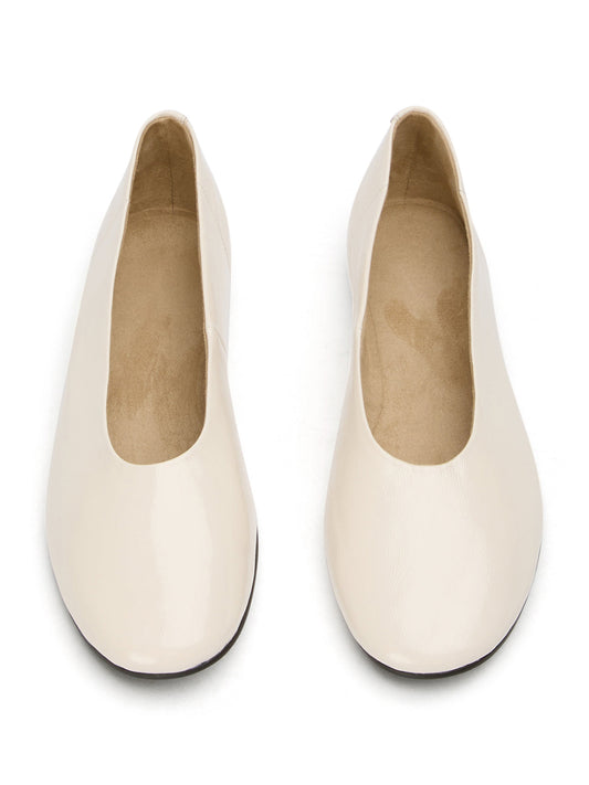 Ivory Round-Toe Chic Slip-On Ballet Simple Flats