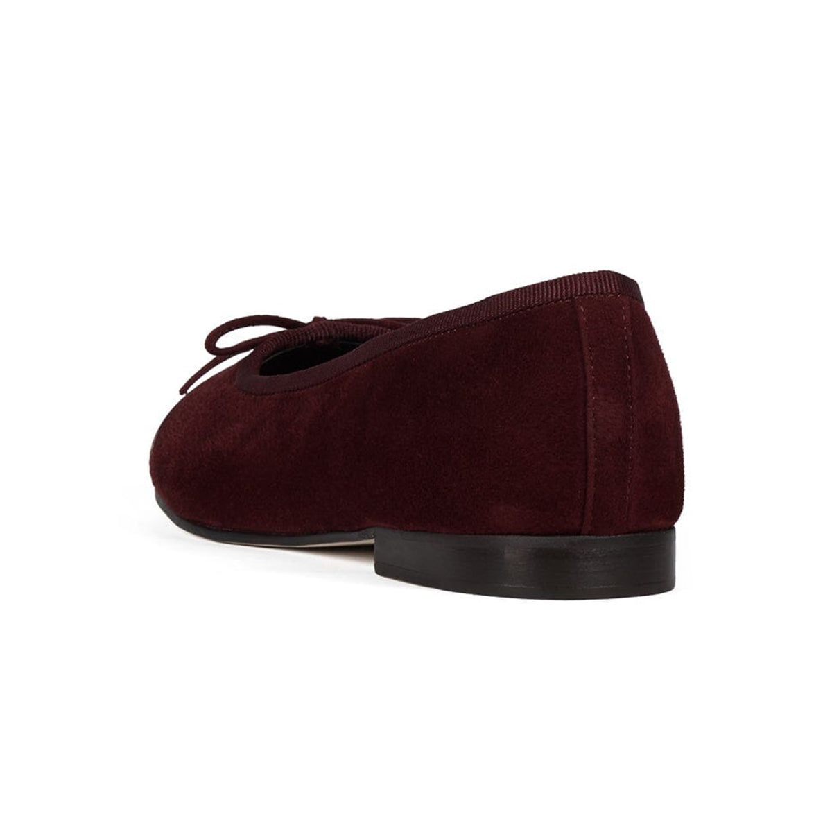 Black Faux Suede And Patent Leather Round-Toe Front Bow Ballet Flats