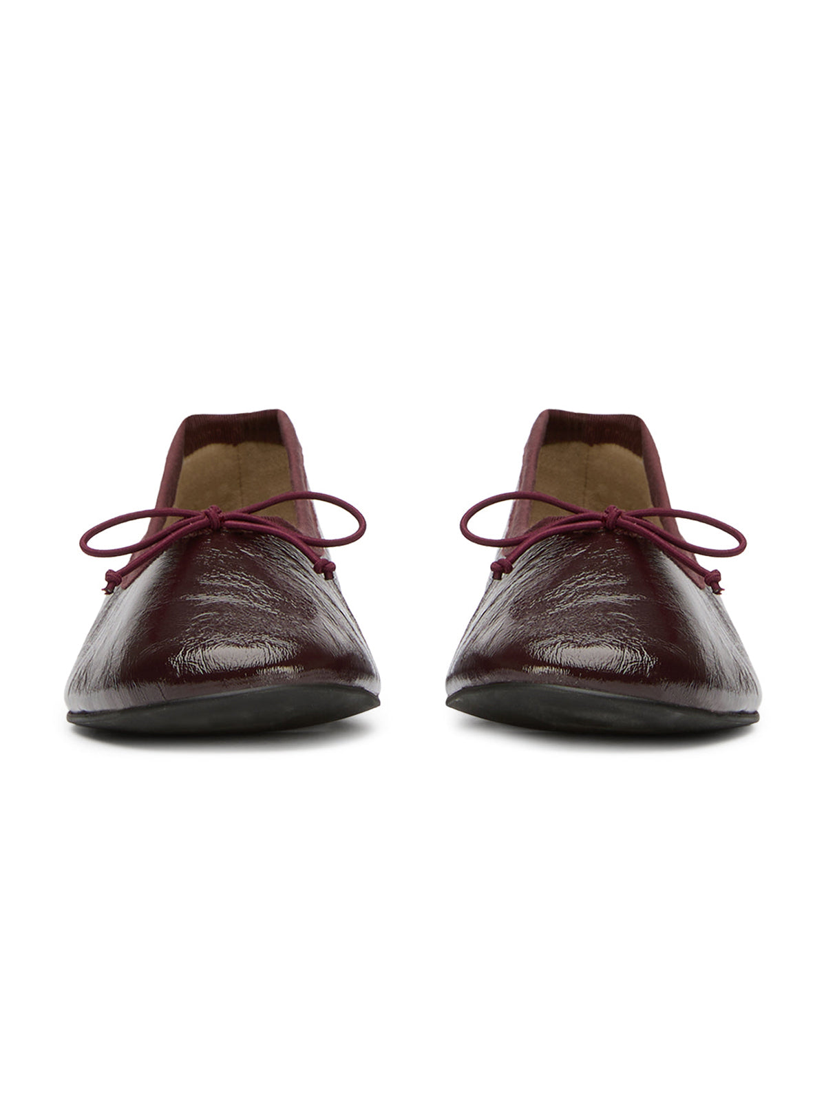 Burgundy Round-Toe Chic Front Bow Slip-On Ballet Simple Flats