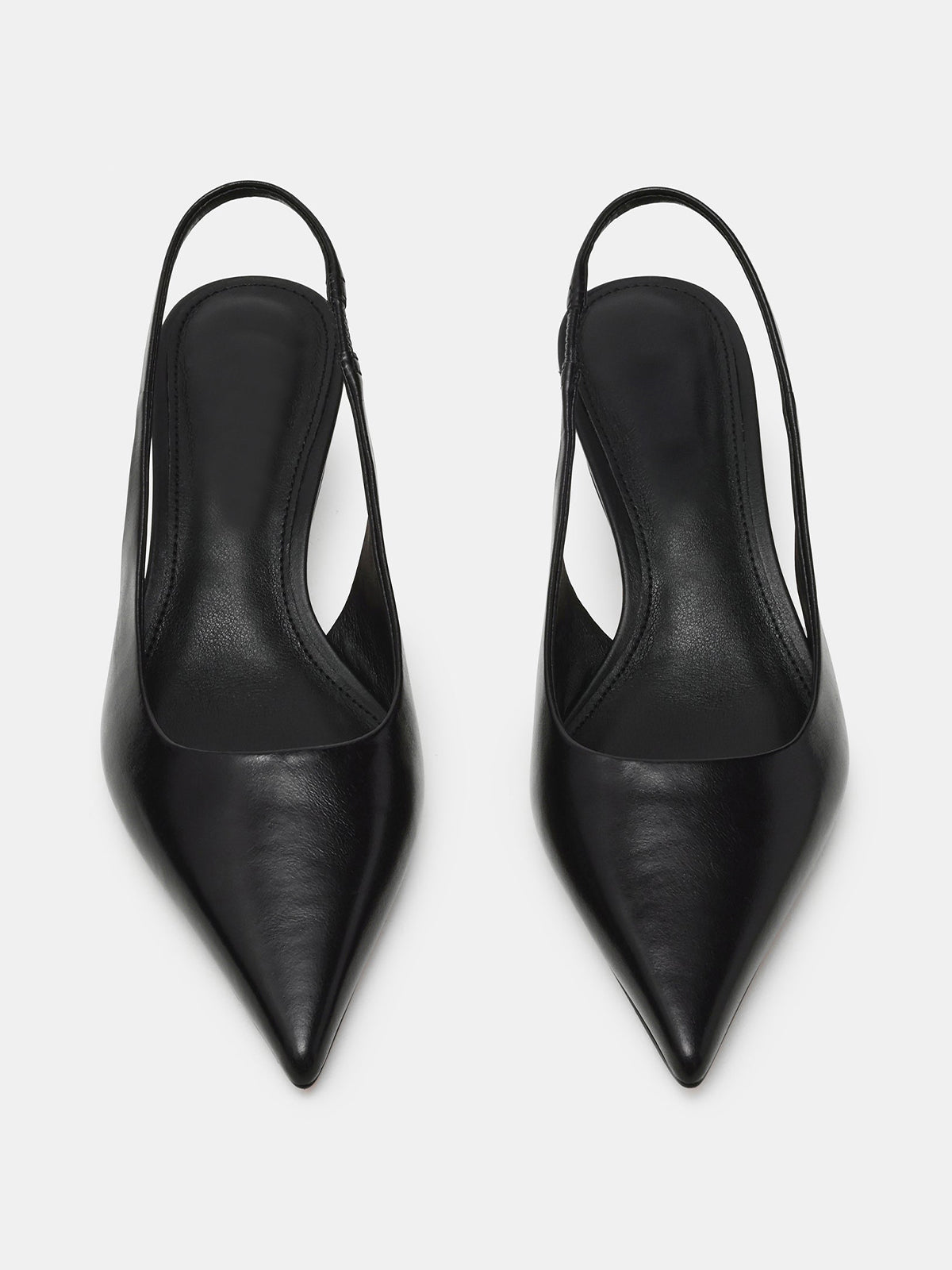 Black Pointed-Toe Classic Back Strap Chic Kitten Heels