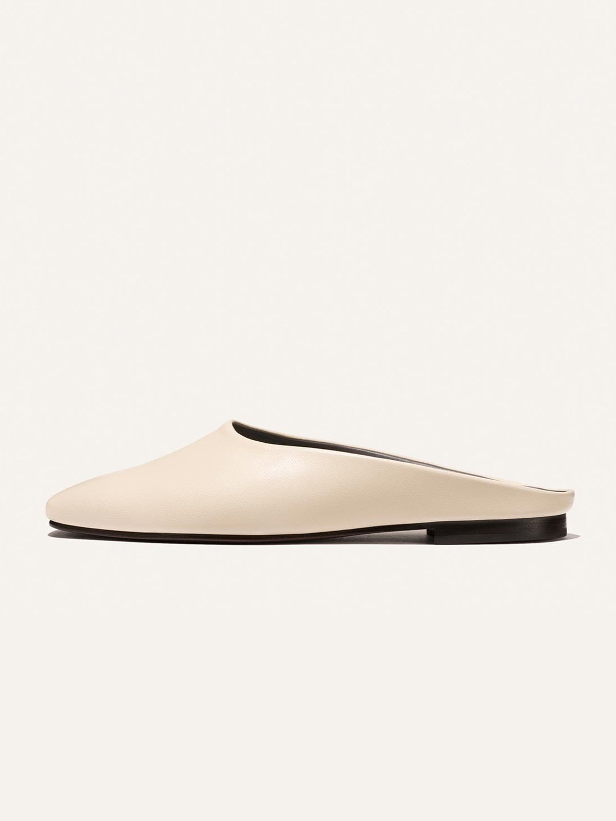 Backless Square-Toe Slip-On Chic Flats - Bone