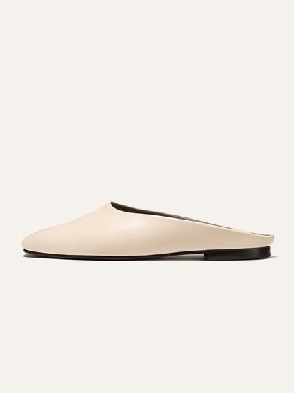Backless Square-Toe Slip-On Chic Flats - Bone
