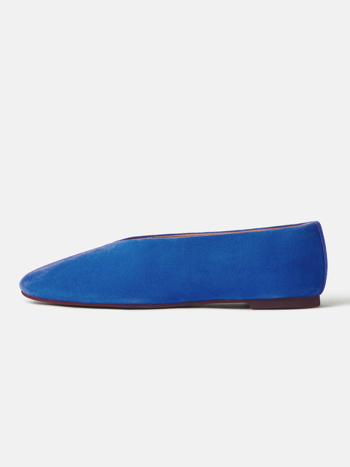 Dark Blue Faux Suede Square-Toe Simple Ballet Chic Flats