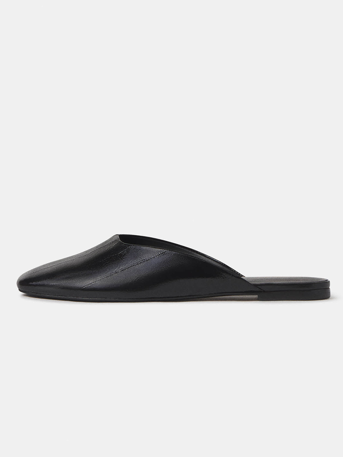 Black Eel Pattern Square-Toe Backless Slip-On Flat Mules