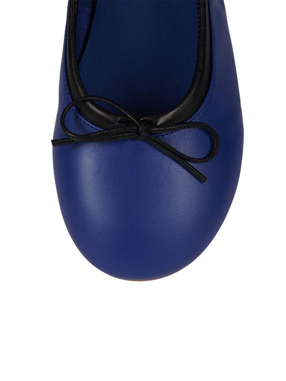 Chic Round-Toe Front Bow Slip-On Ballet Flats - Blue