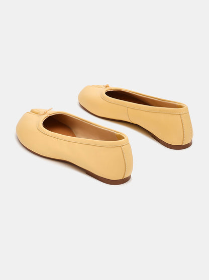 Yellow Split-Toe Slip-On Ballet Flats