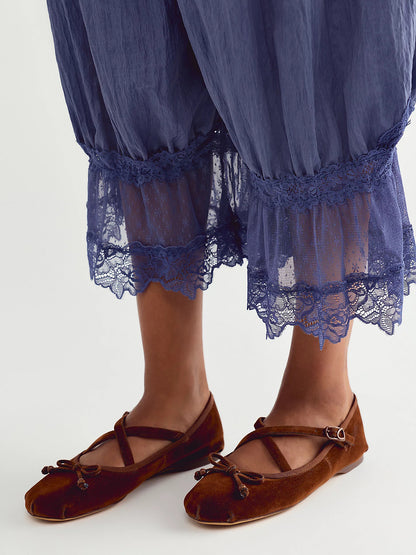 Dark Ginger Faux Suede Round-Toe Front Bow Crossed Straps Ballet Flats