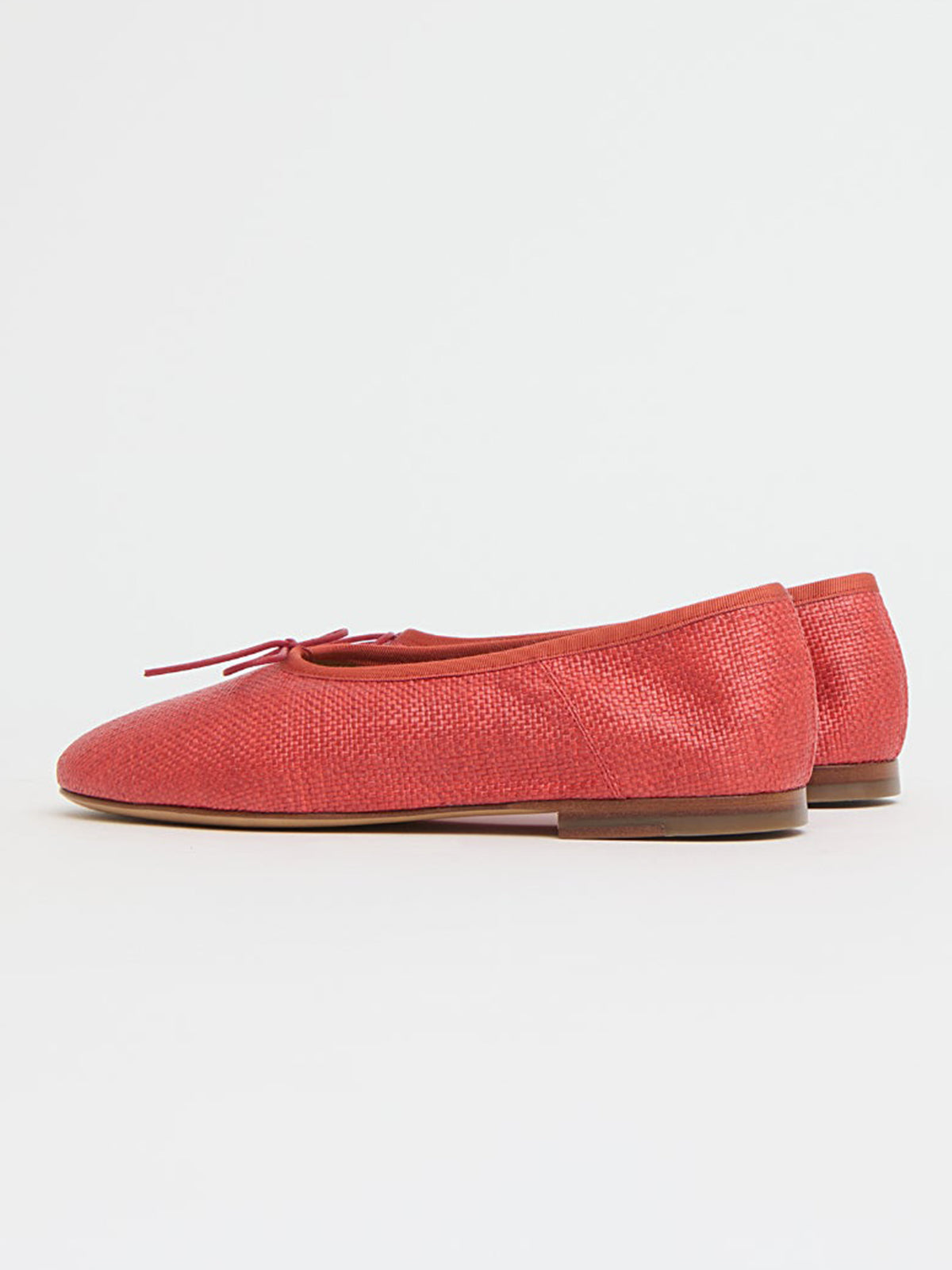 Red Round-Toe Simple Chic Ballet Flats With Front Bow