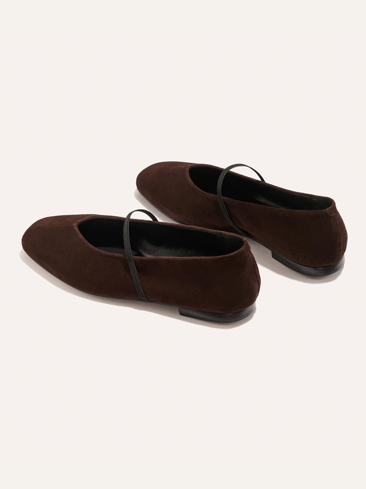 Mary Jane Square-Toe Slip-On Chic Ballet Flats - Chocolate Faux Suede