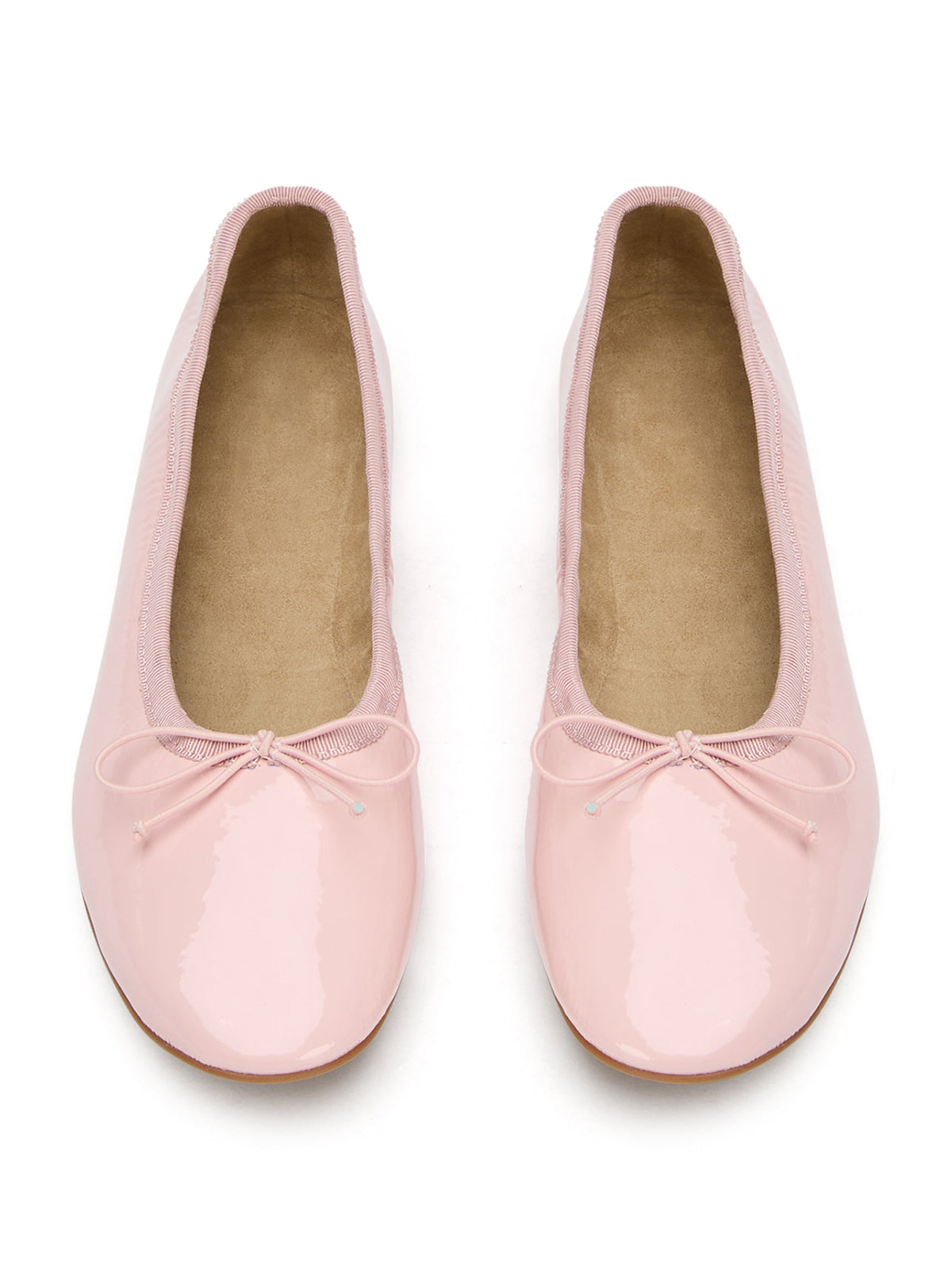 Patent Pink Round-Toe Chic Front Bow Slip-On Ballet Simple Flats