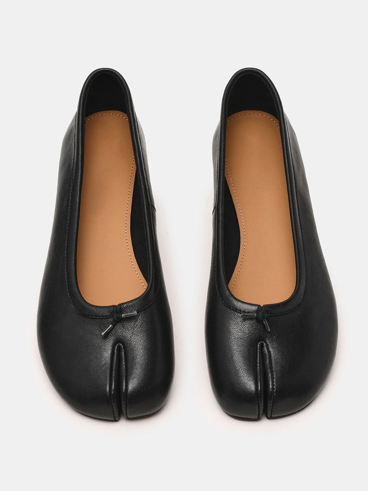 Black Split-Toe Slip-On Ballet Flats