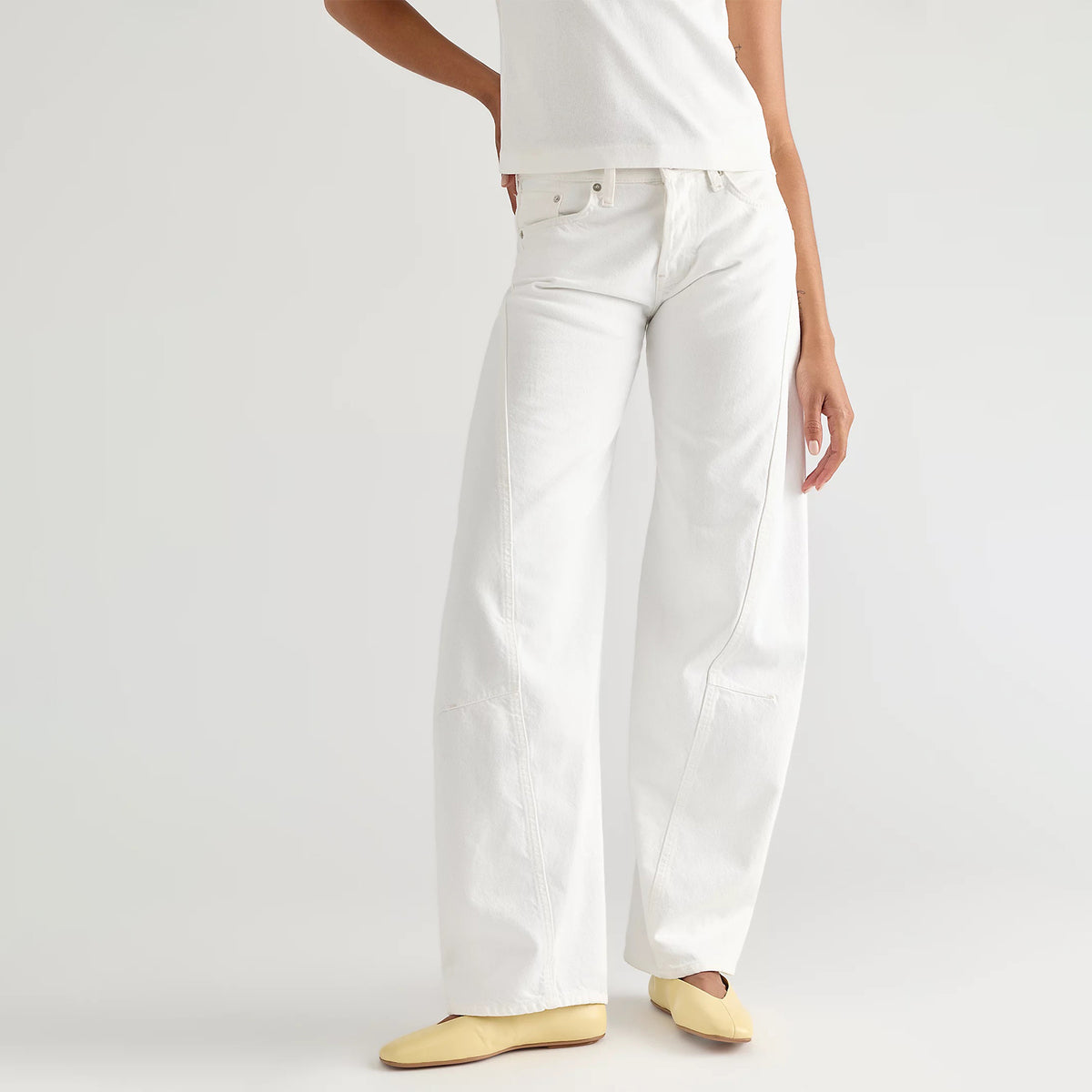Vegan Leather Square-Toe Slip-On Ballet Flats - Yellow