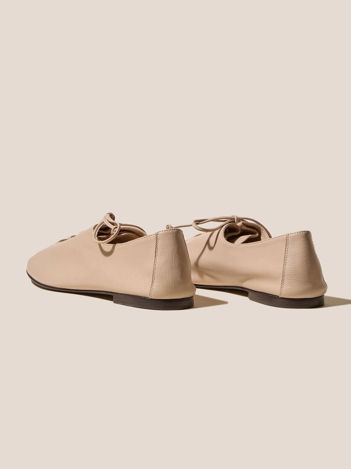 Beige Square-Toe Chic Slip-On Flats With Lace-Up