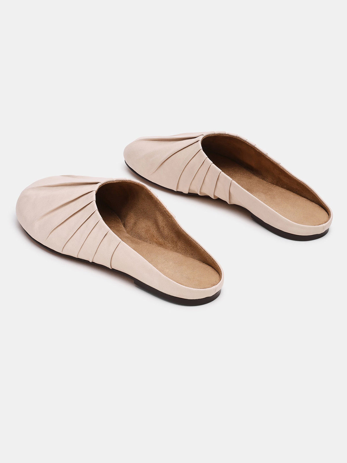 Ivory Round-Toe Simple Backless Chic Flats