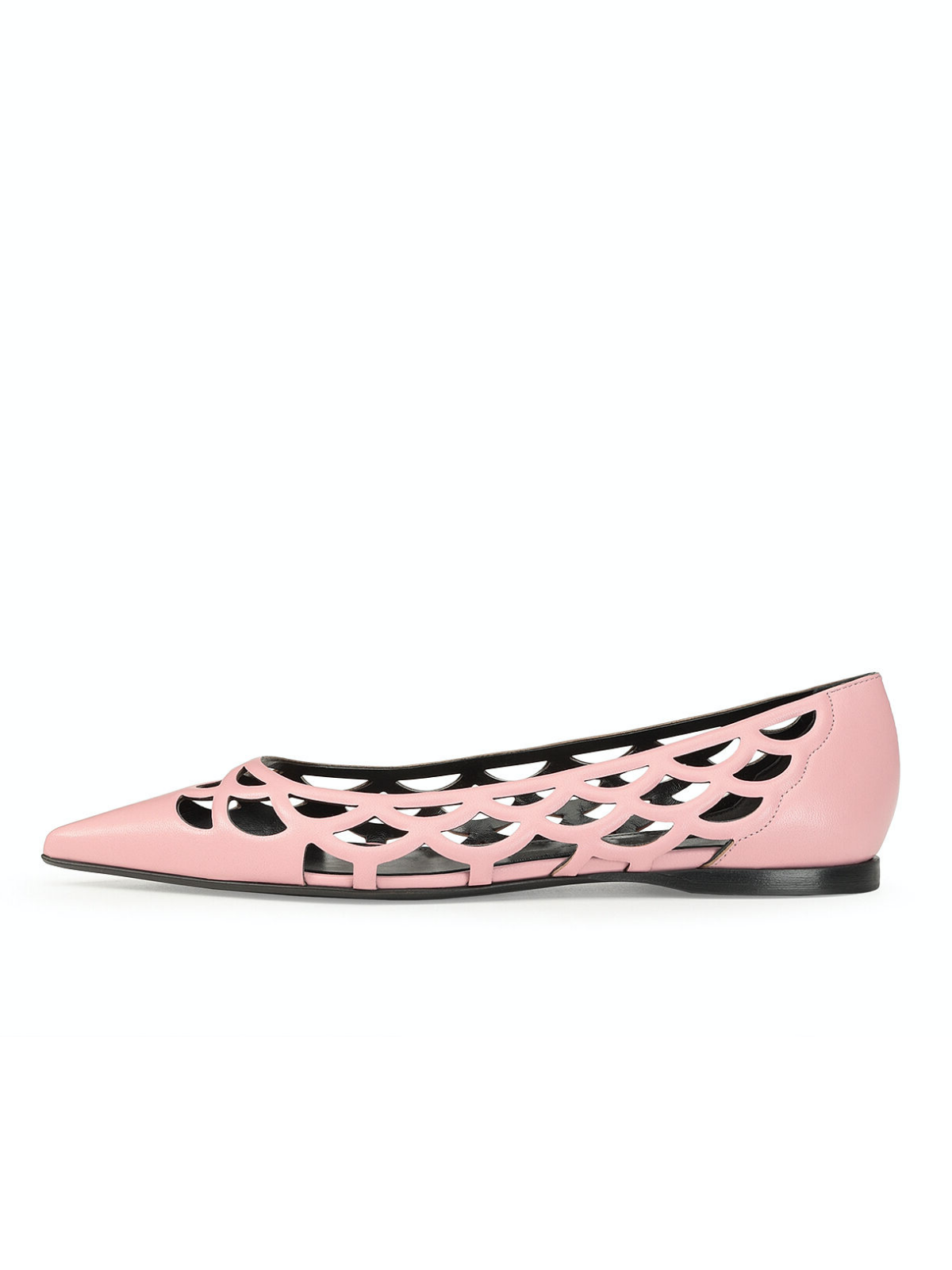 Pink Boho Hollow-Out Pointed-Toe Ballet Flats