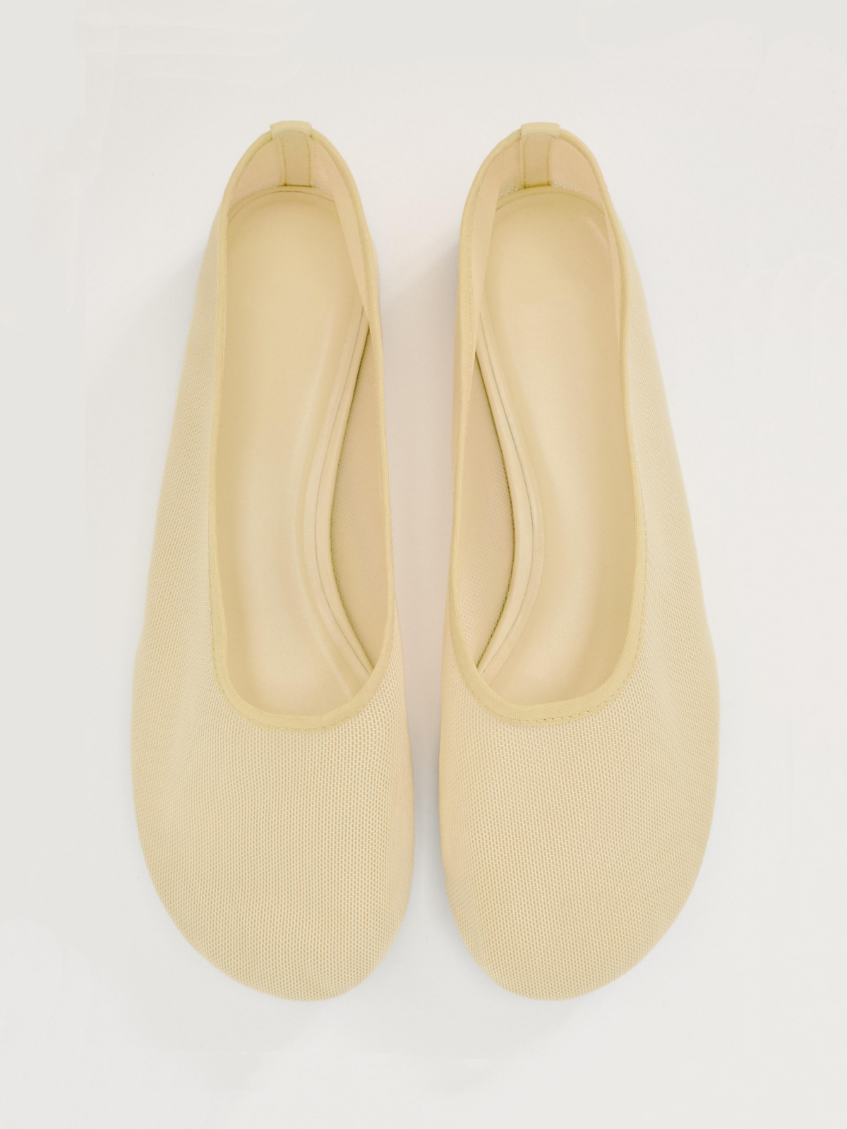 Nude Semi-Transparent Mesh Round-Toe Ballet Flats