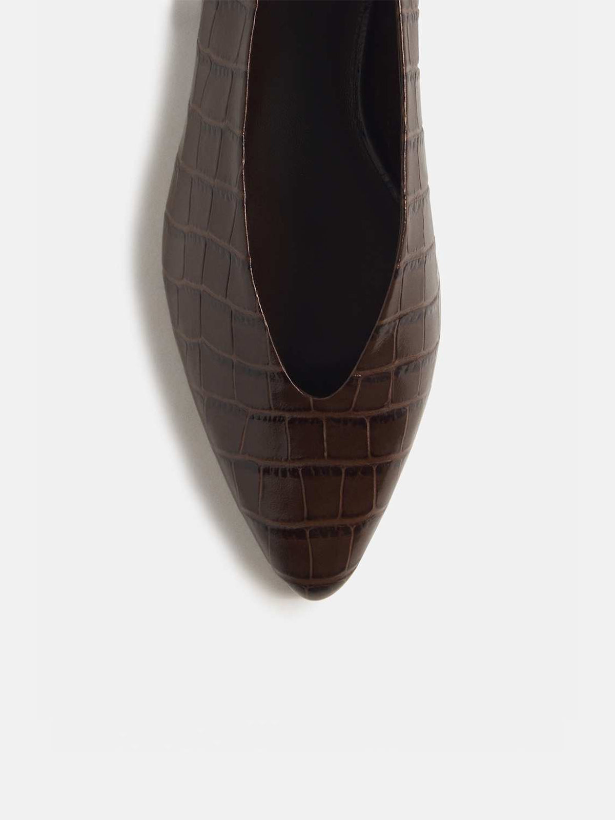 Chocolate Stone Pattern Pointed-Toe Slip-On Ballet Flats