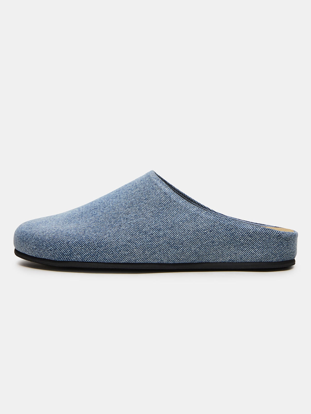 Blue Denim Round-Toe Slip-On Flats Slide