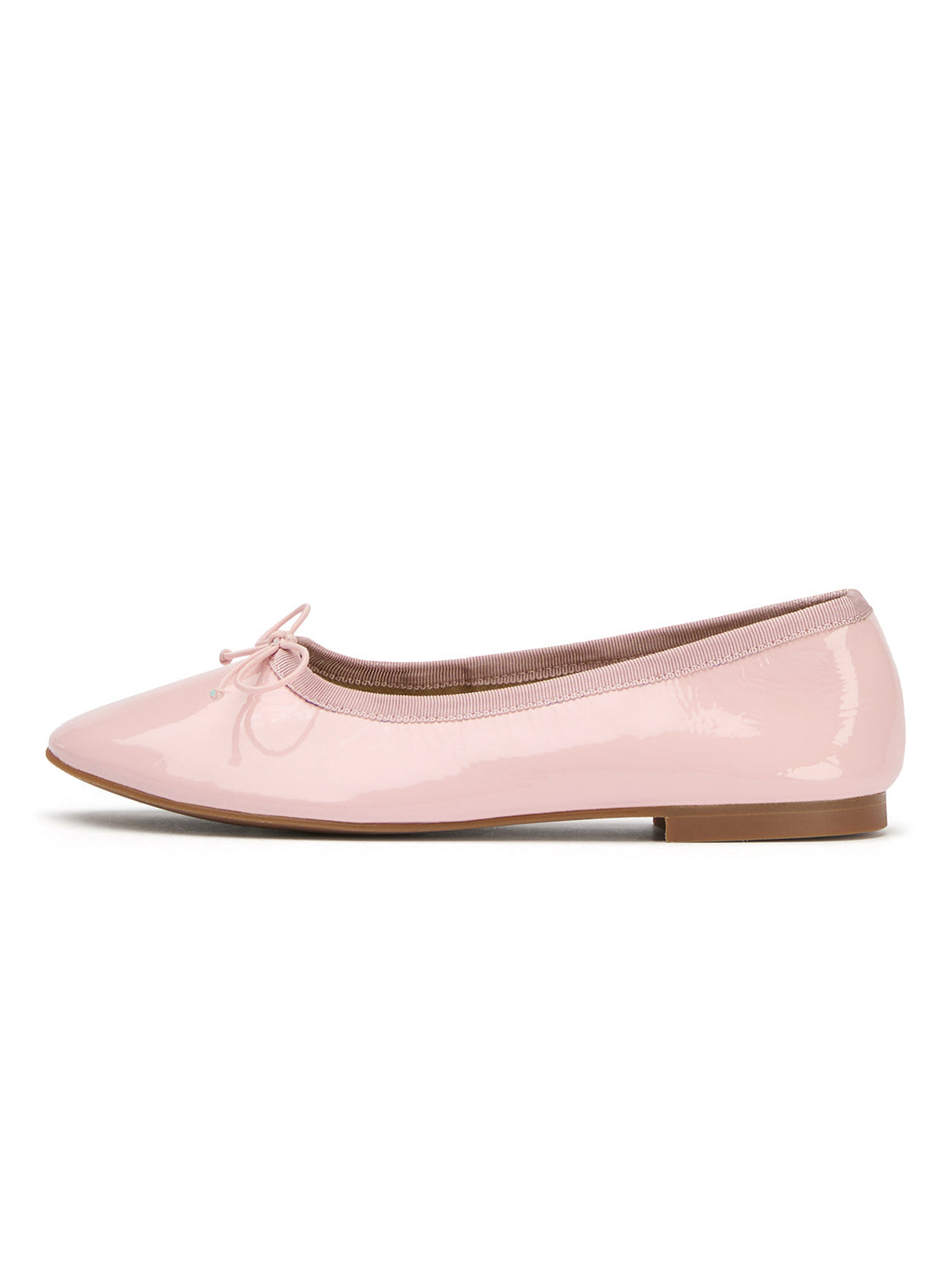 Patent Pink Round-Toe Chic Front Bow Slip-On Ballet Simple Flats