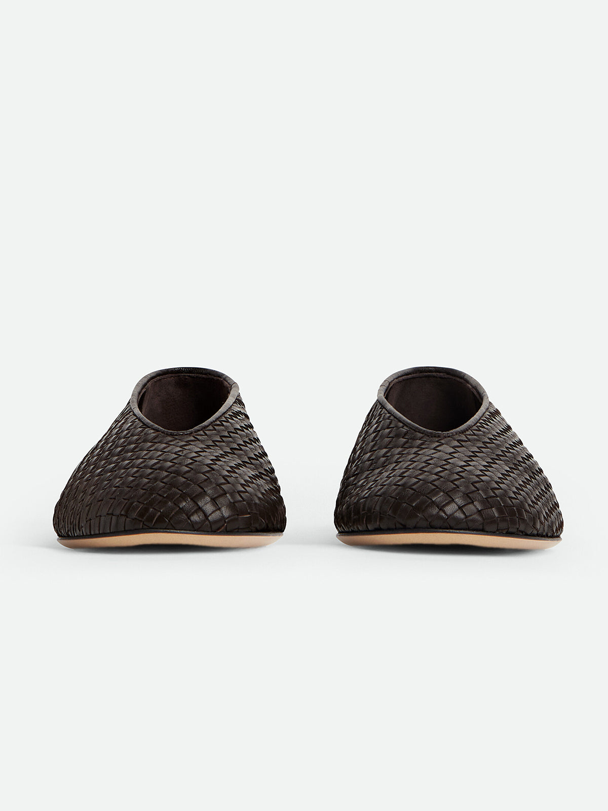 Chocolate Woven Vegan Leather Round-Toe Slip-On Ballet Flats