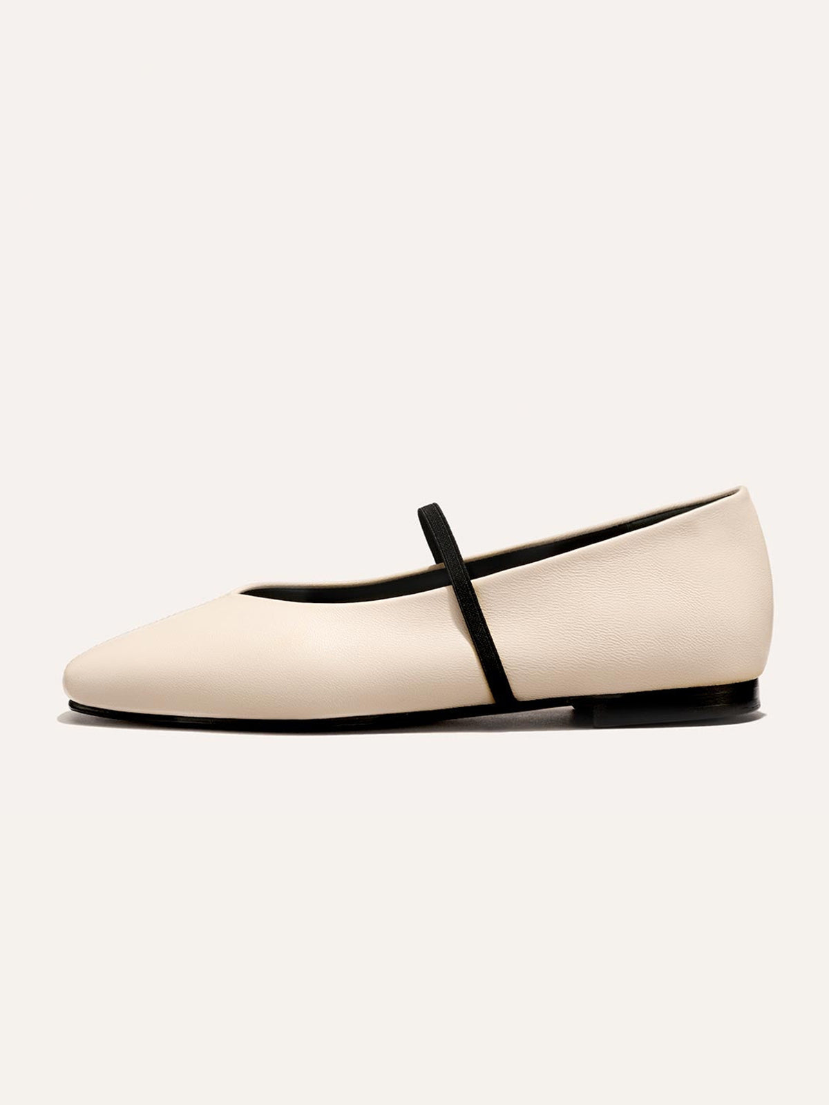 Mary Jane Square-Toe Slip-On Chic Ballet Flats - Bone