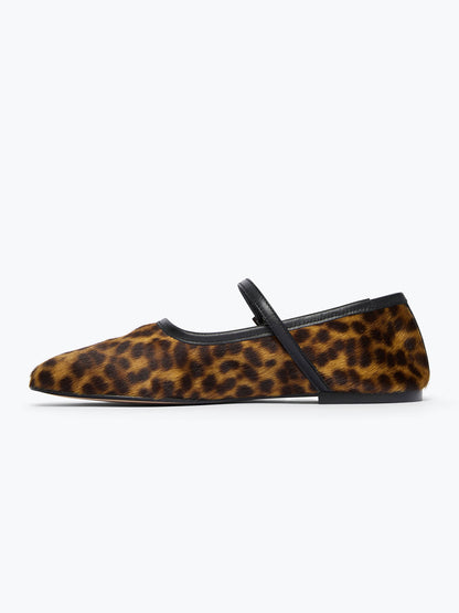 Chic Square-Toe Mary Jane Slip-On Ballet Flats - Leopard Pattern