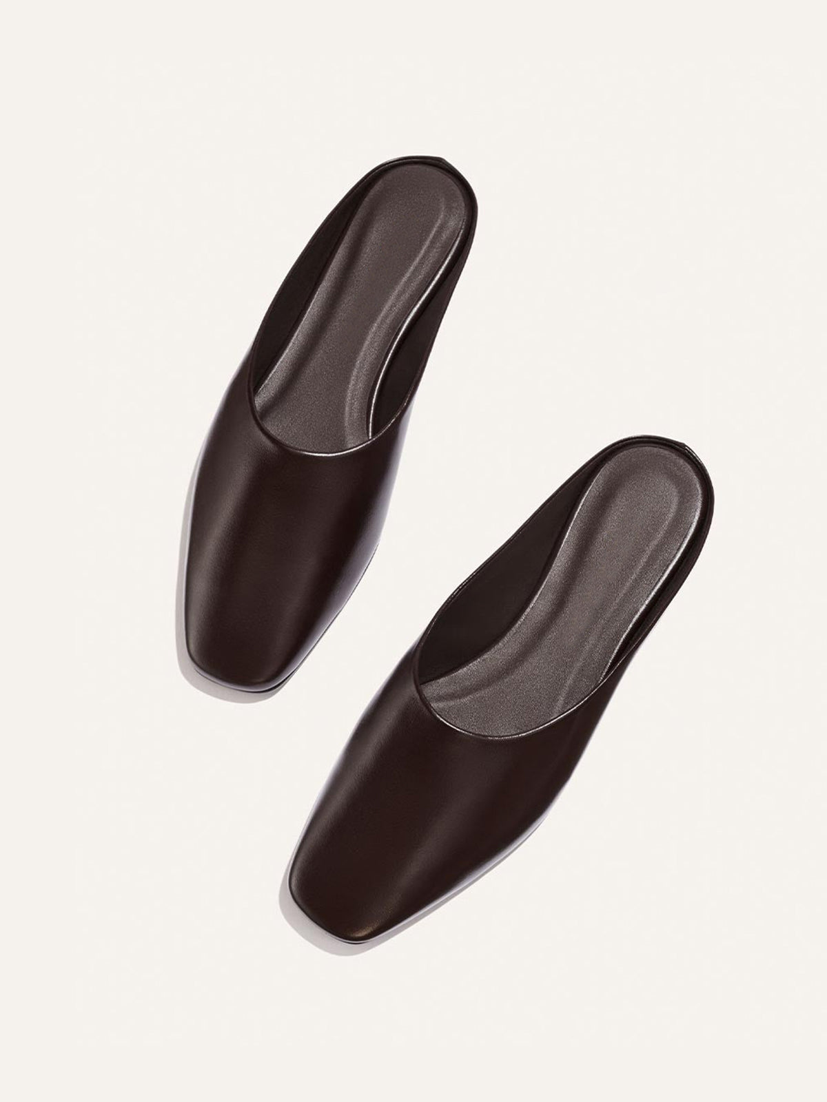 Backless Square-Toe Slip-On Chic Flats - Coffee