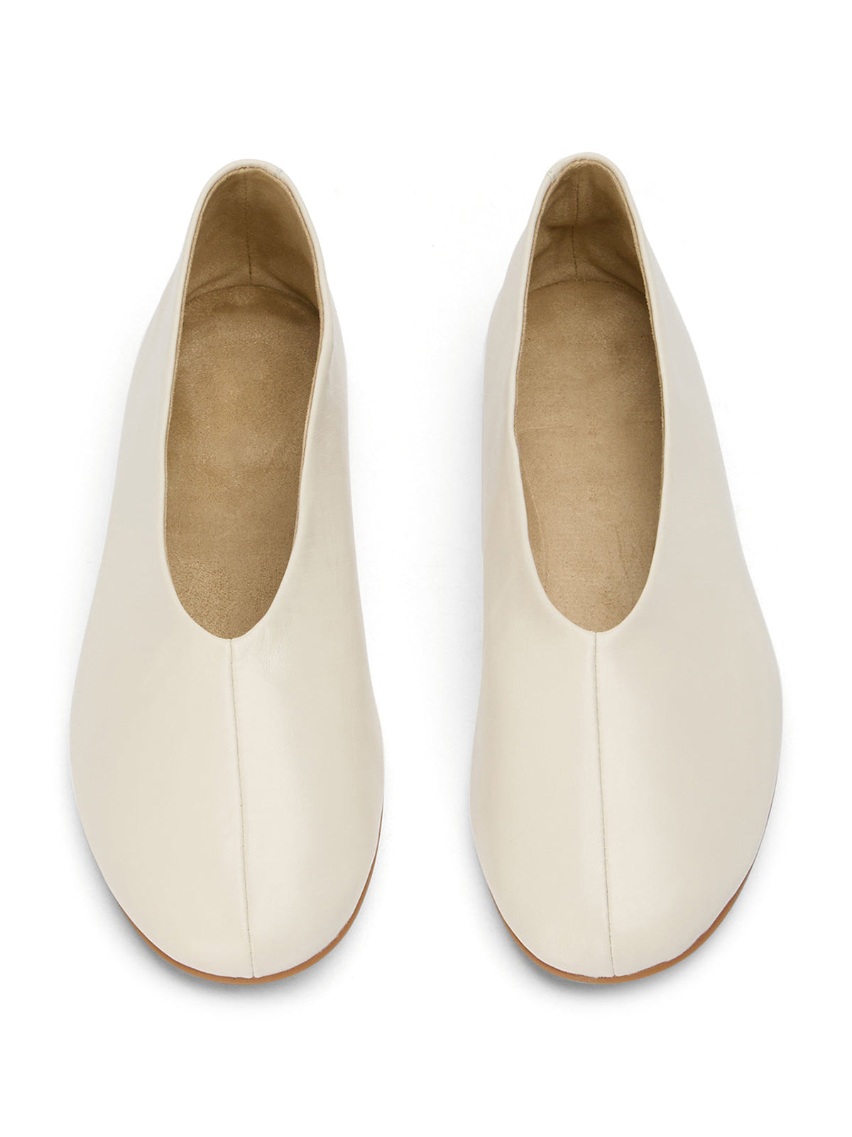 Round-Toe Chic Slip-On Ballet Simple Flats - Ivory