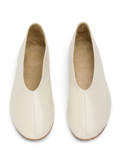 Round-Toe Chic Slip-On Ballet Simple Flats - Ivory