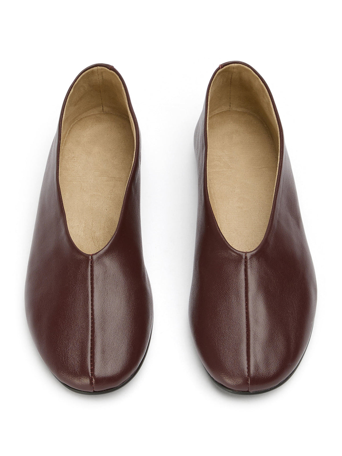 Round-Toe Chic Slip-On Ballet Simple Flats - Burgundy