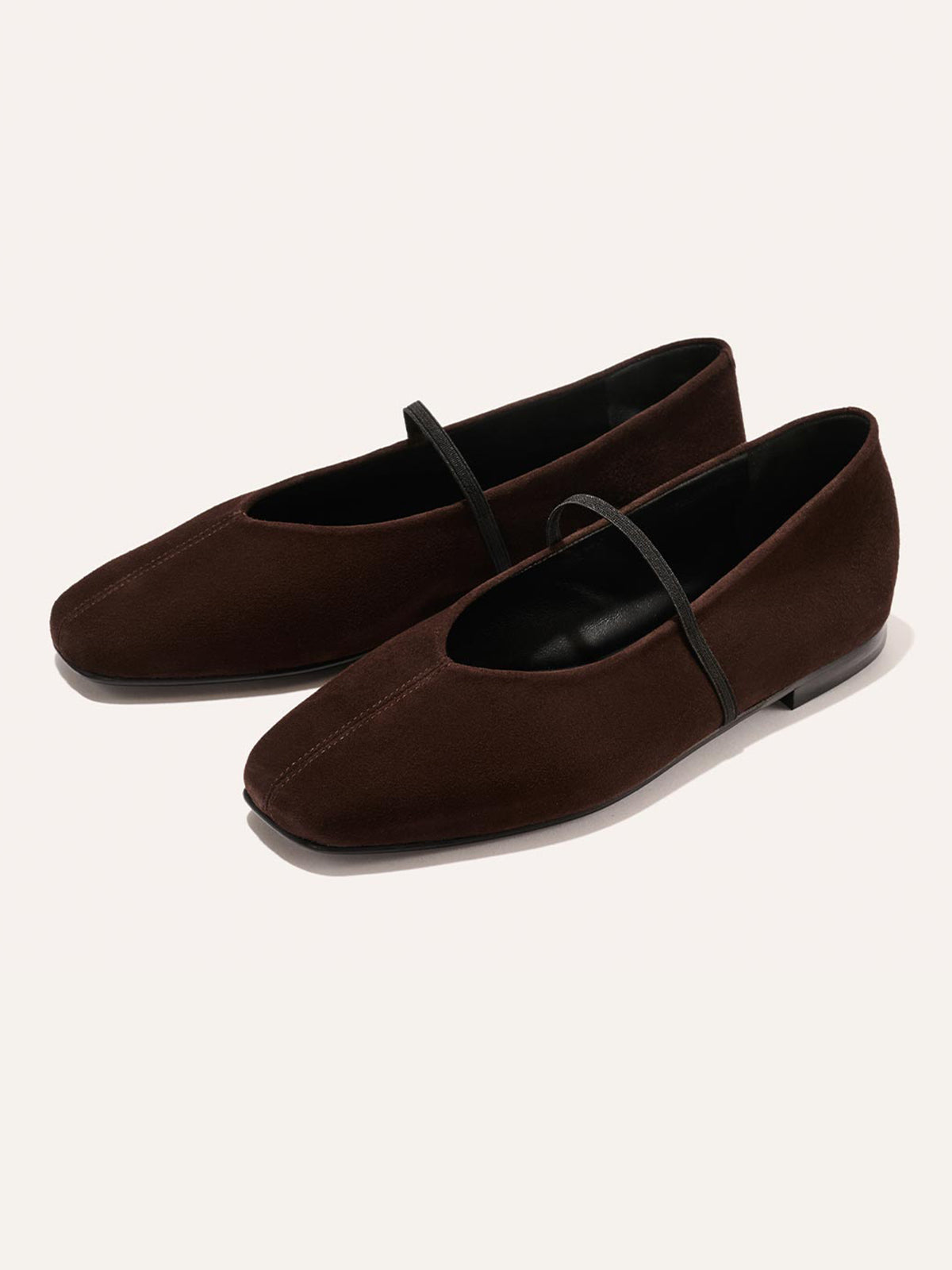 Mary Jane Square-Toe Slip-On Chic Ballet Flats - Chocolate Faux Suede