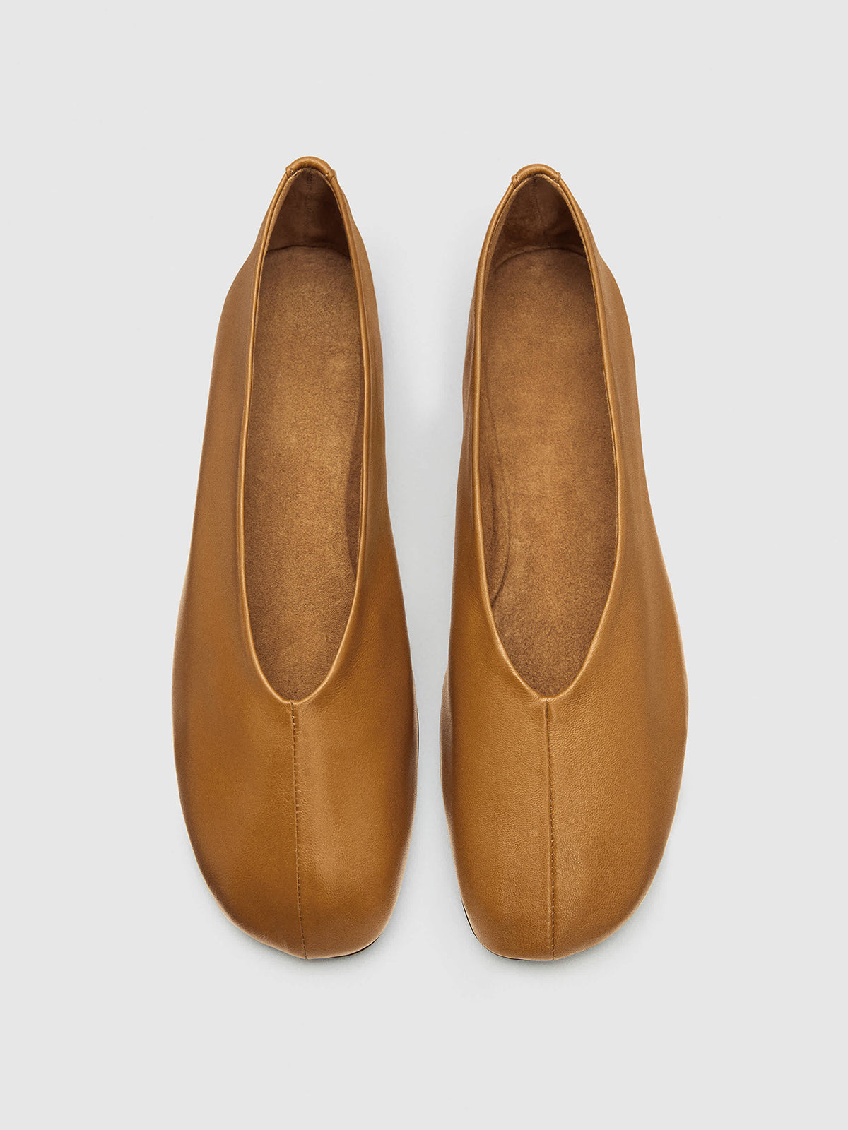 Tan Square-Toe Simple Ballet Chic Flats
