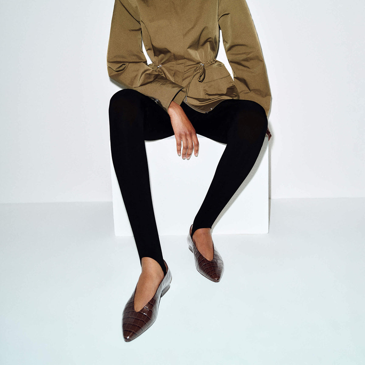Chic Slip-On Pointed-Toe Simple Ballet Flats - Chocolate Stone Pattern