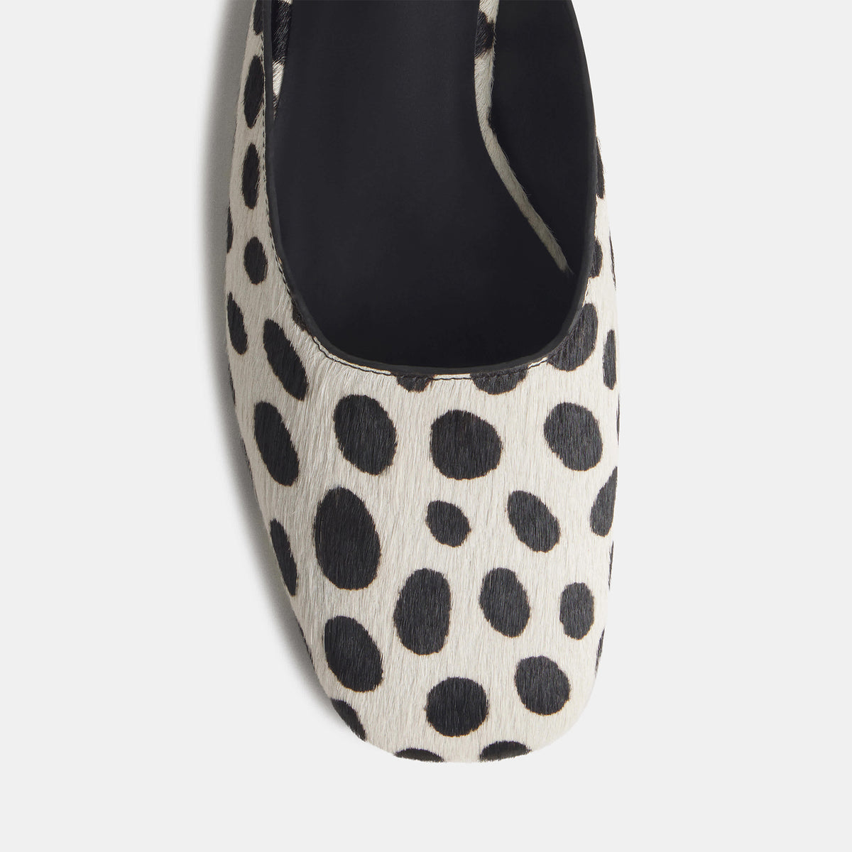 Slip-On Square-Toe Backless Mules Flats - Black And White