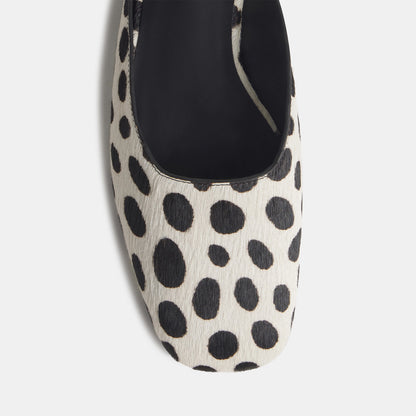 Slip-On Square-Toe Backless Mules Flats - Black And White