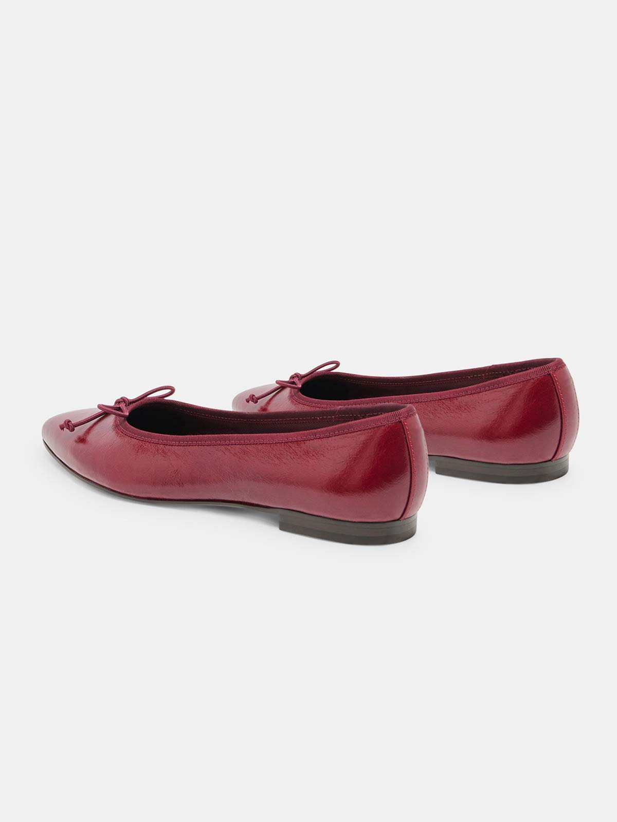 Burgundy Pointed-Toe Front Bow Slip-On Chic Flats