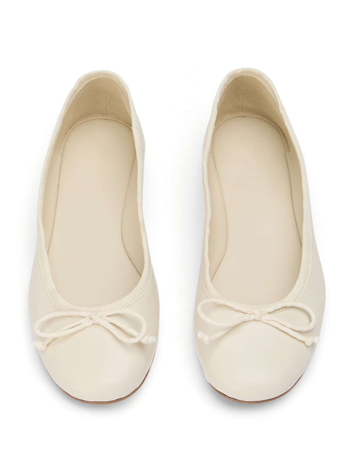 Round-Toe Chic Front Bow Slip-On Ballet Simple Flats - Ivory