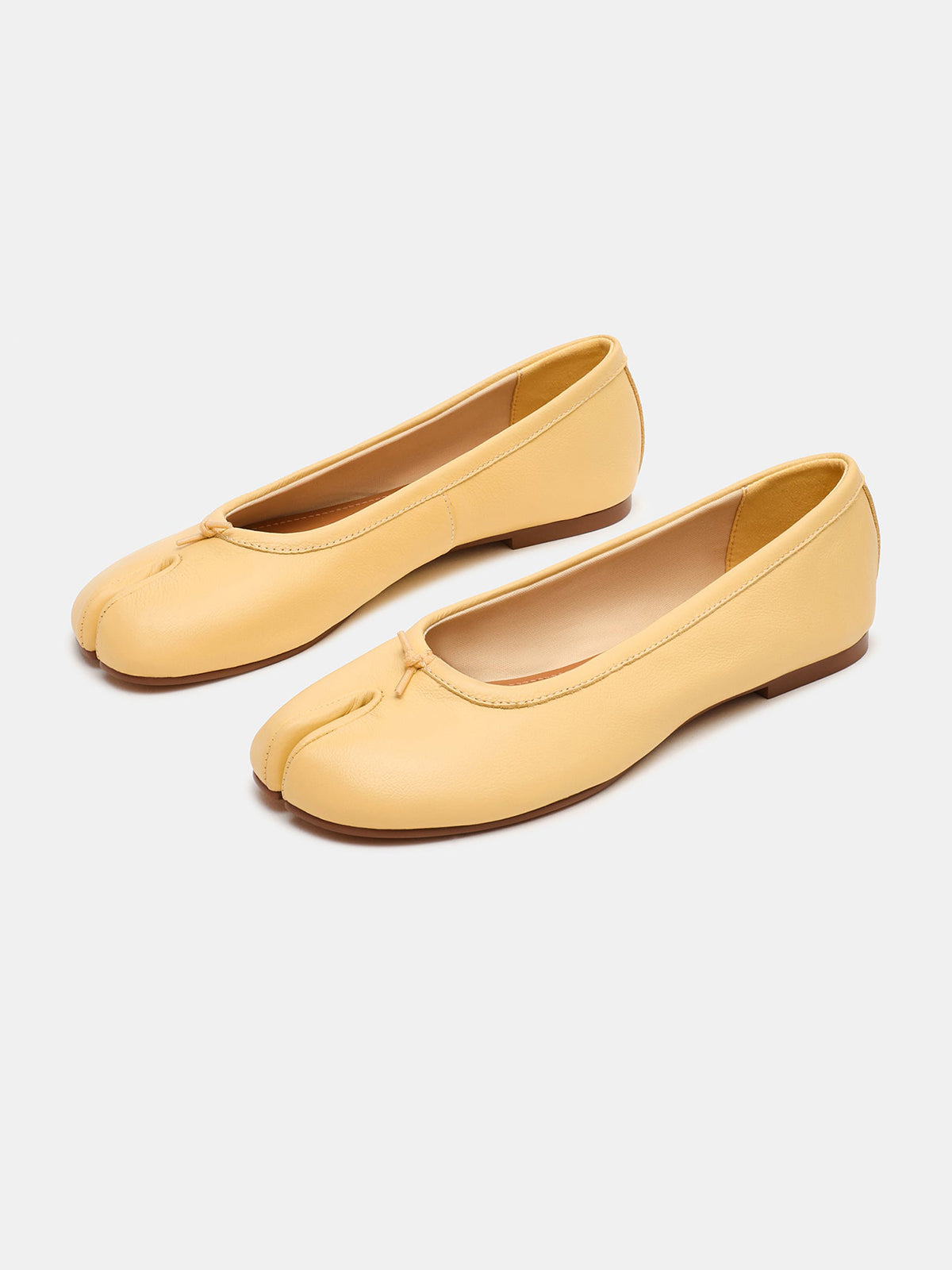 Yellow Split-Toe Slip-On Ballet Flats