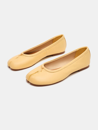 Yellow Split-Toe Slip-On Ballet Flats