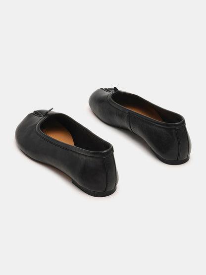 Black Split-Toe Slip-On Ballet Flats