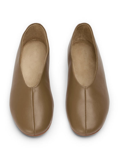 Round-Toe Chic Slip-On Ballet Simple Flats - Brown